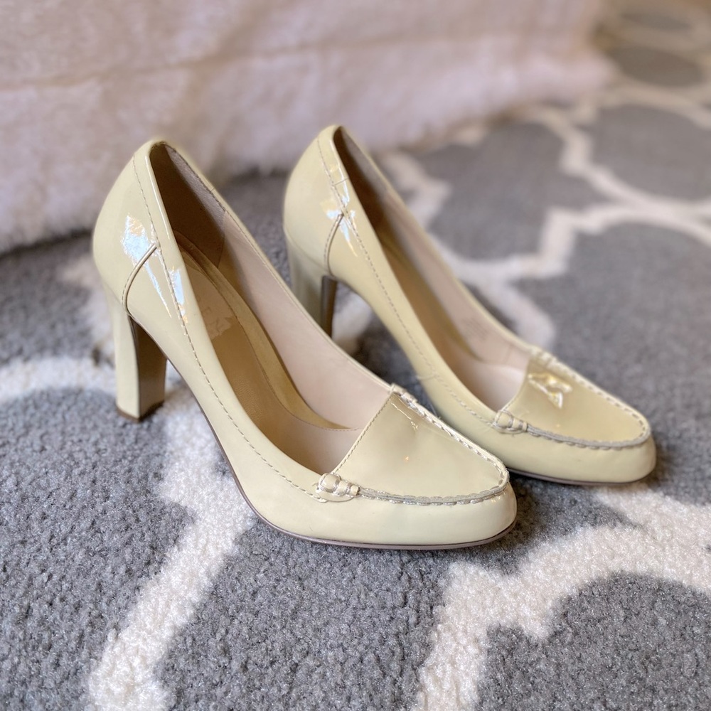 Ivory Ralph Lauren Heeled Loafers - Patent Leather, Sz 8.5